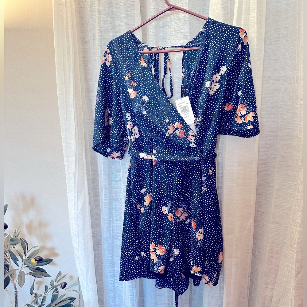 Navy Floral Romper